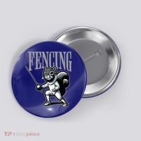 Squirrel Fencing Sports Fan Cartoon Style  Button thumb 0