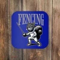 Squirrel Fencing Sports Fan Cartoon Style  Coaster thumb 0