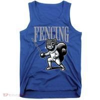 Squirrel Fencing Sports Fan Cartoon Style  Tank Top thumb 0
