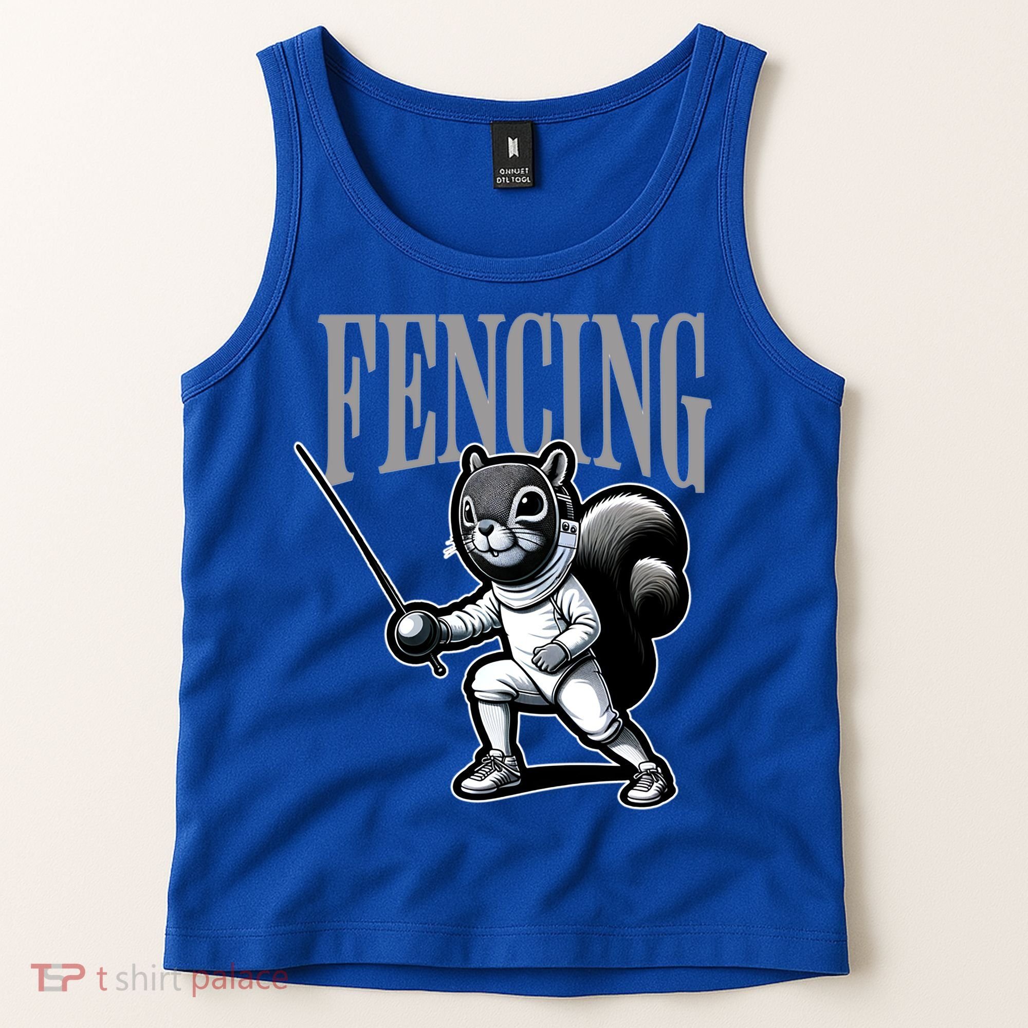 Squirrel Fencing Sports Fan Cartoon Style  Tank Top