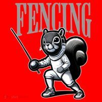 Squirrel Fencing Sports Fan Cartoon Style  Santa Hat thumb 1
