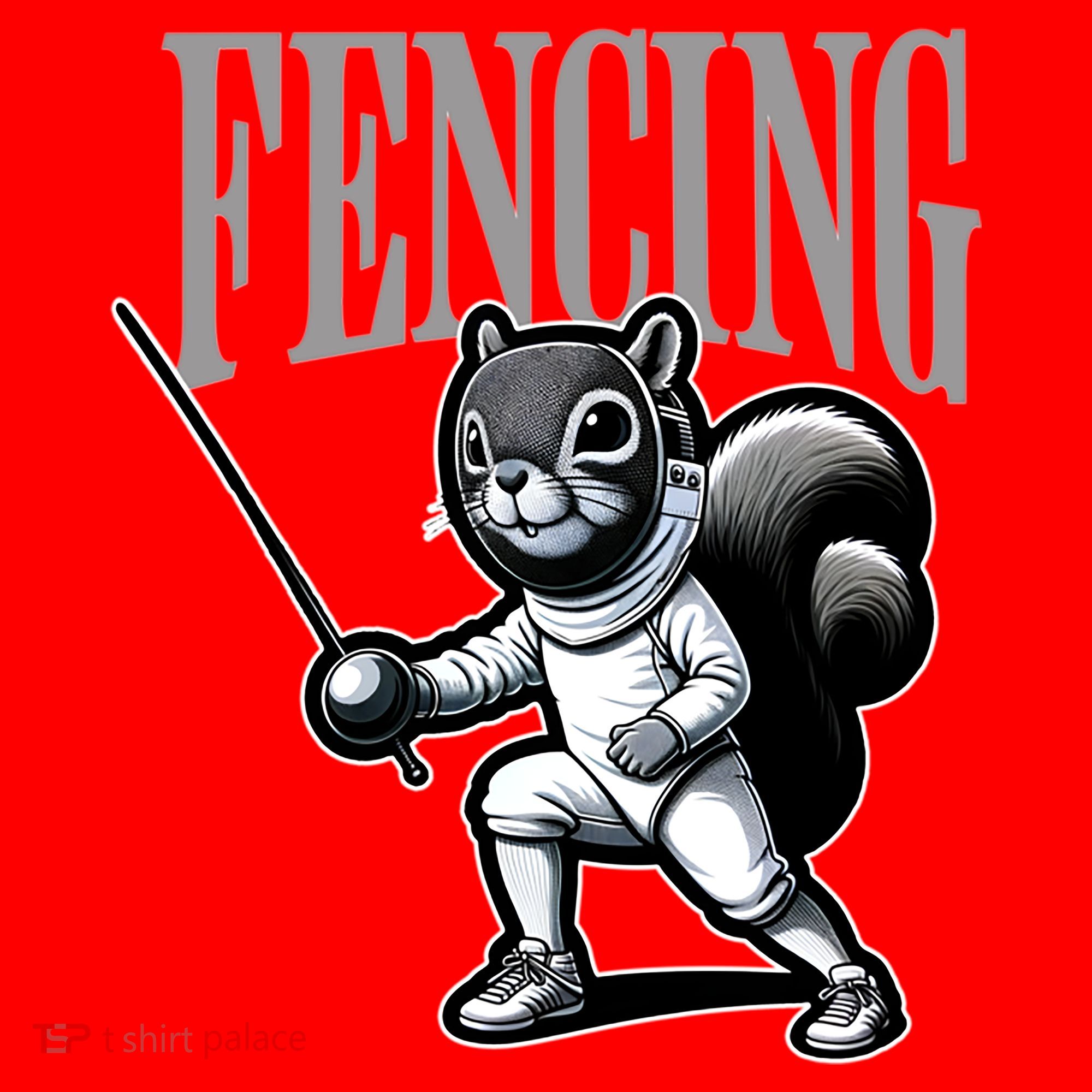 Squirrel Fencing Sports Fan Cartoon Style  Santa Hat