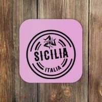 Sicilia Flag Sicily Palermo Italy Coaster thumb 0