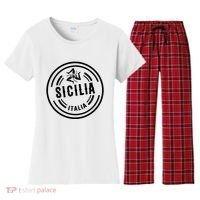 Sicilia Flag Sicily Palermo Italy Women's Flannel Pajama Set thumb 0