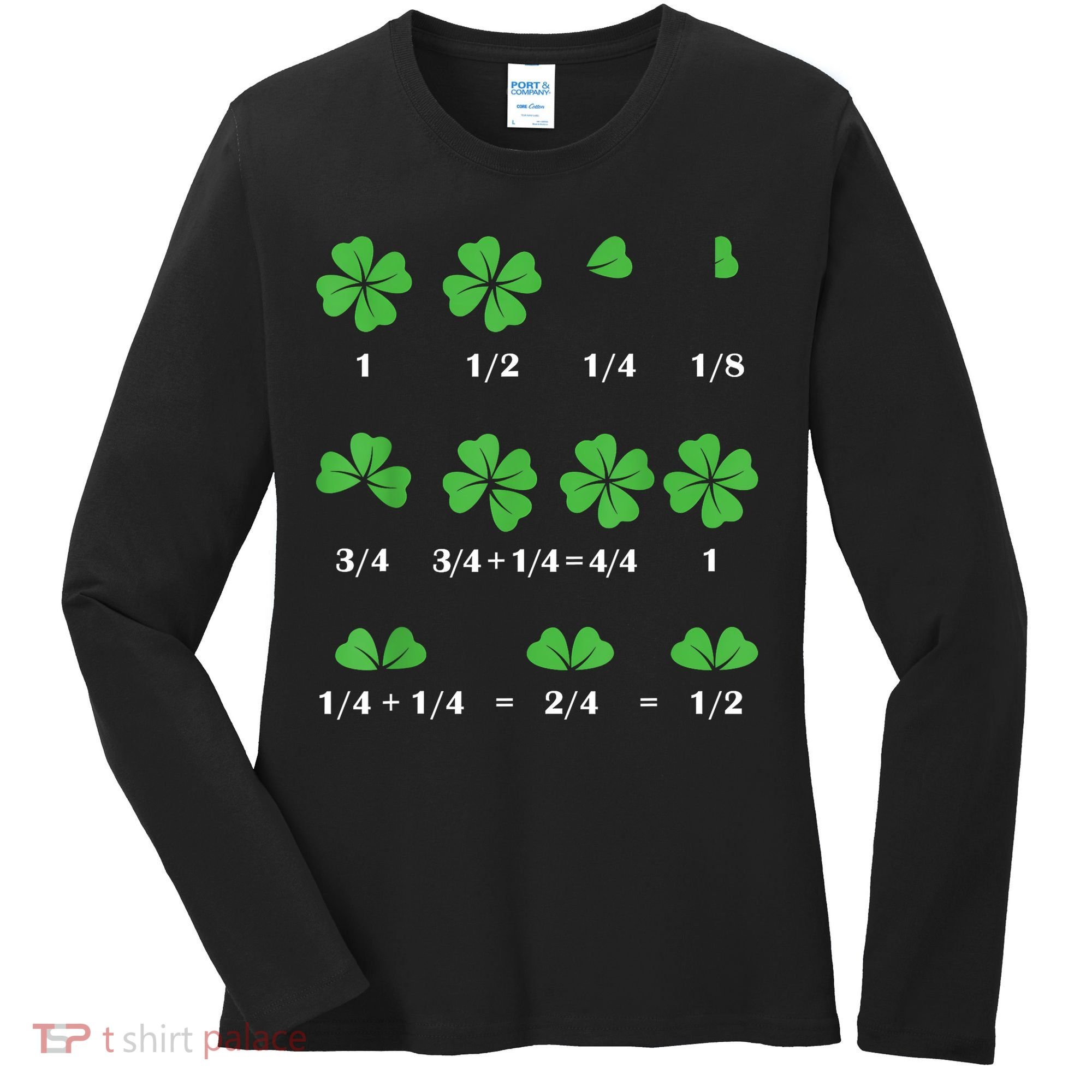 Shamrock Fraction St PatrickS Day Math Boy Women's Long Sleeve Shirt