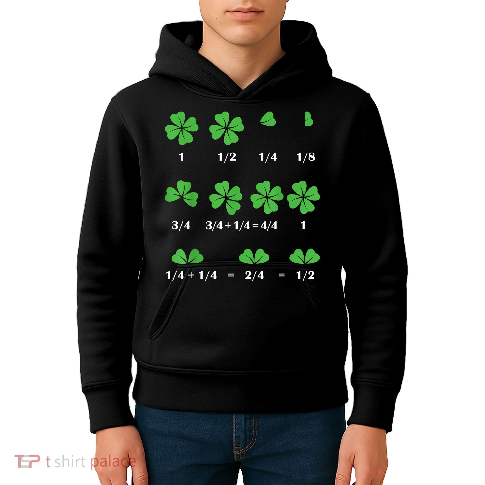 Shamrock Fraction St PatrickS Day Math Boy Kids Hoodie