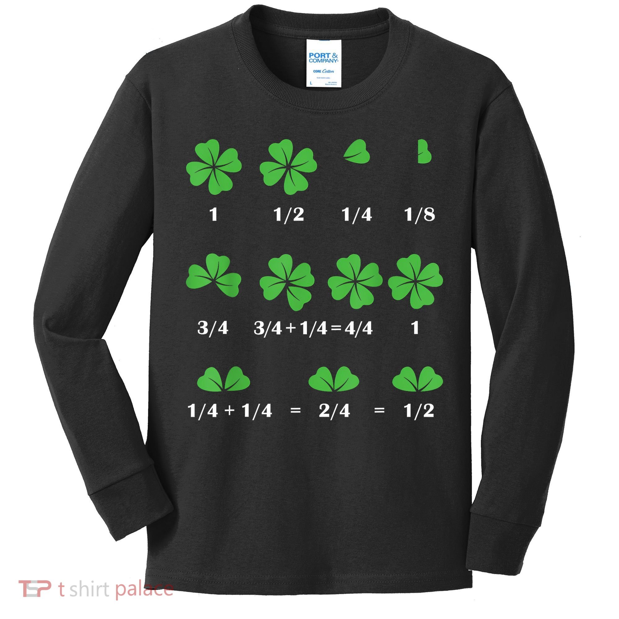 Shamrock Fraction St PatrickS Day Math Boy Kids Long Sleeve Shirt