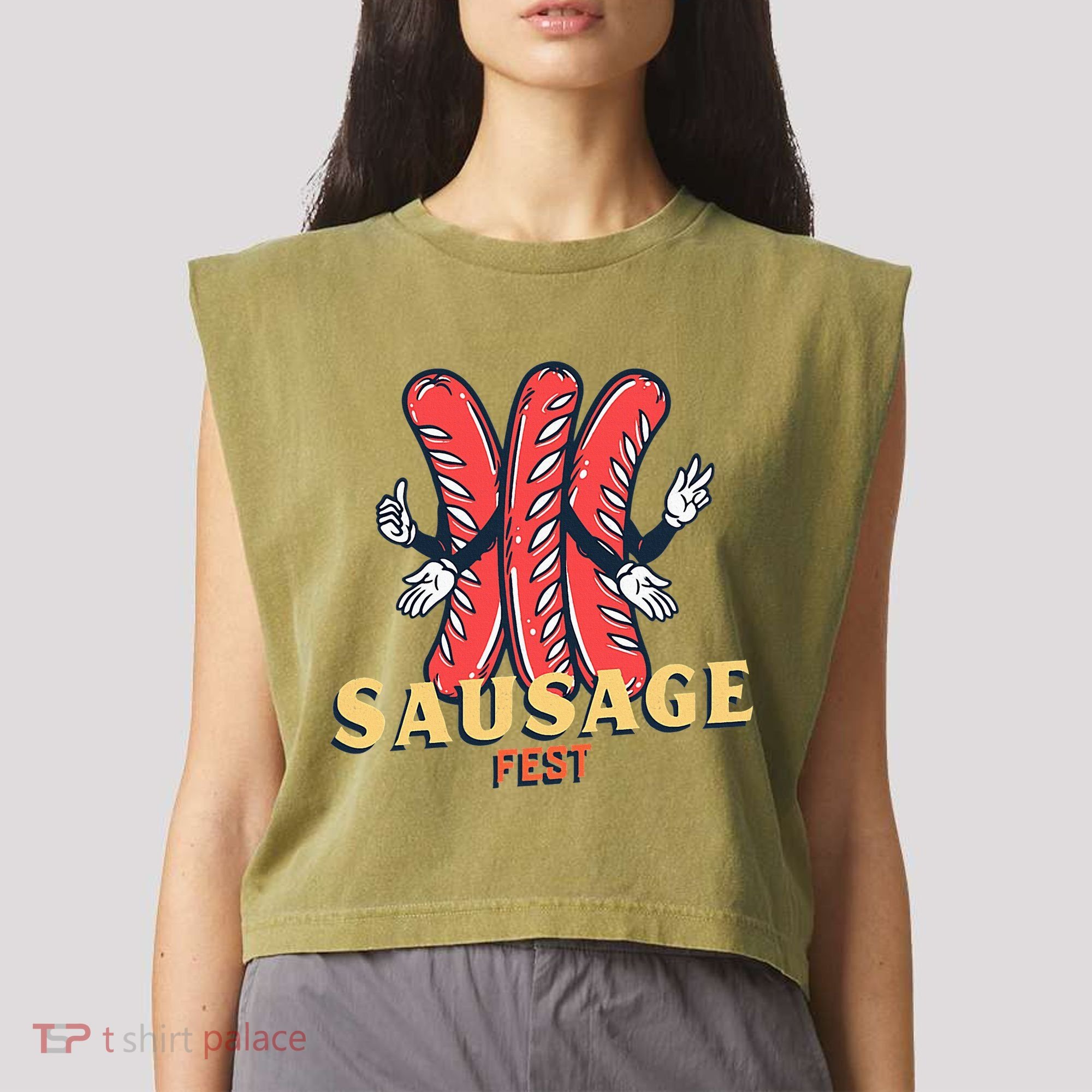 Sausage Fest Sausage Garment-Dyed Women's Muscle Tee