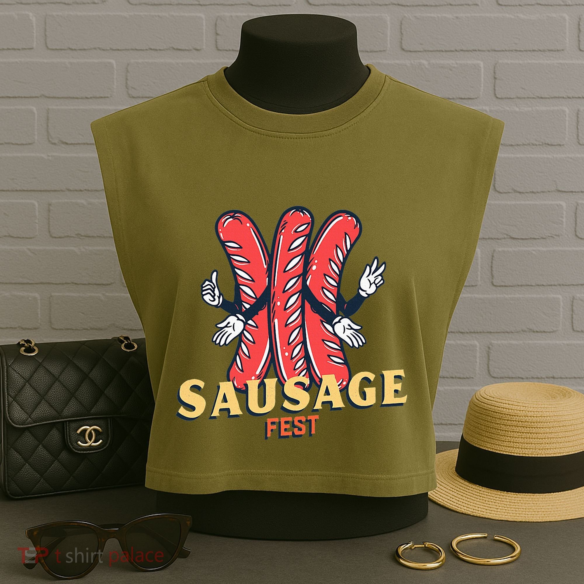 Sausage Fest Sausage Garment-Dyed Women's Muscle Tee