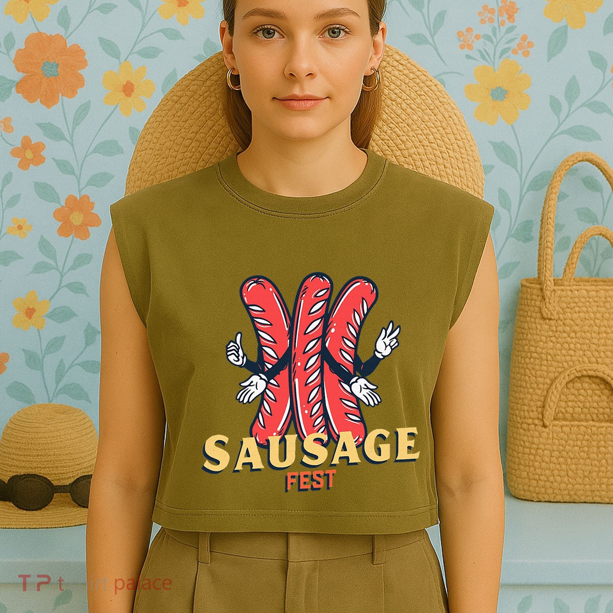 Sausage Fest Sausage Garment-Dyed Women's Muscle Tee