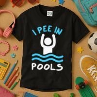 Swimmer Funny Swimming I Pee In Pools Kids T-Shirt thumb 3
