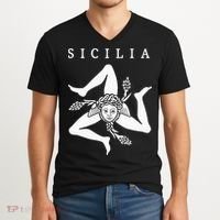 Sicilia Flag Sicily Palermo Italy V-Neck T-Shirt thumb 2
