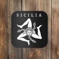 Sicilia Flag Sicily Palermo Italy Coaster thumb 0