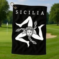 Sicilia Flag Sicily Palermo Italy Golf Towel thumb 1