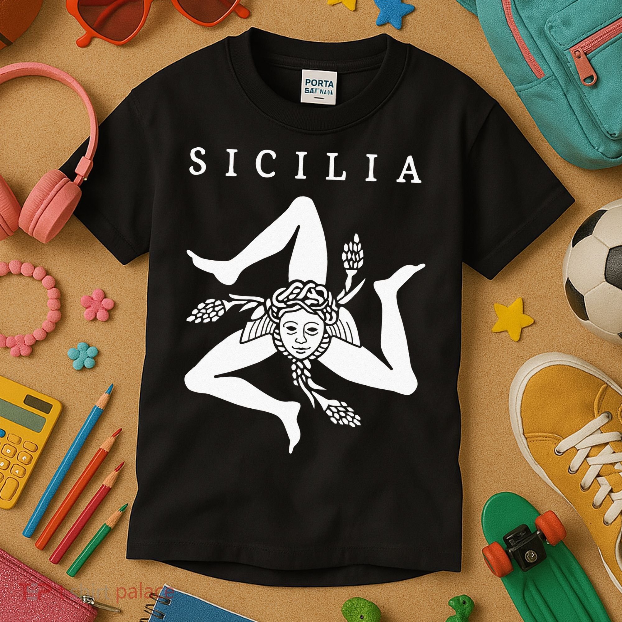 Sicilia Flag Sicily Palermo Italy Kids T-Shirt