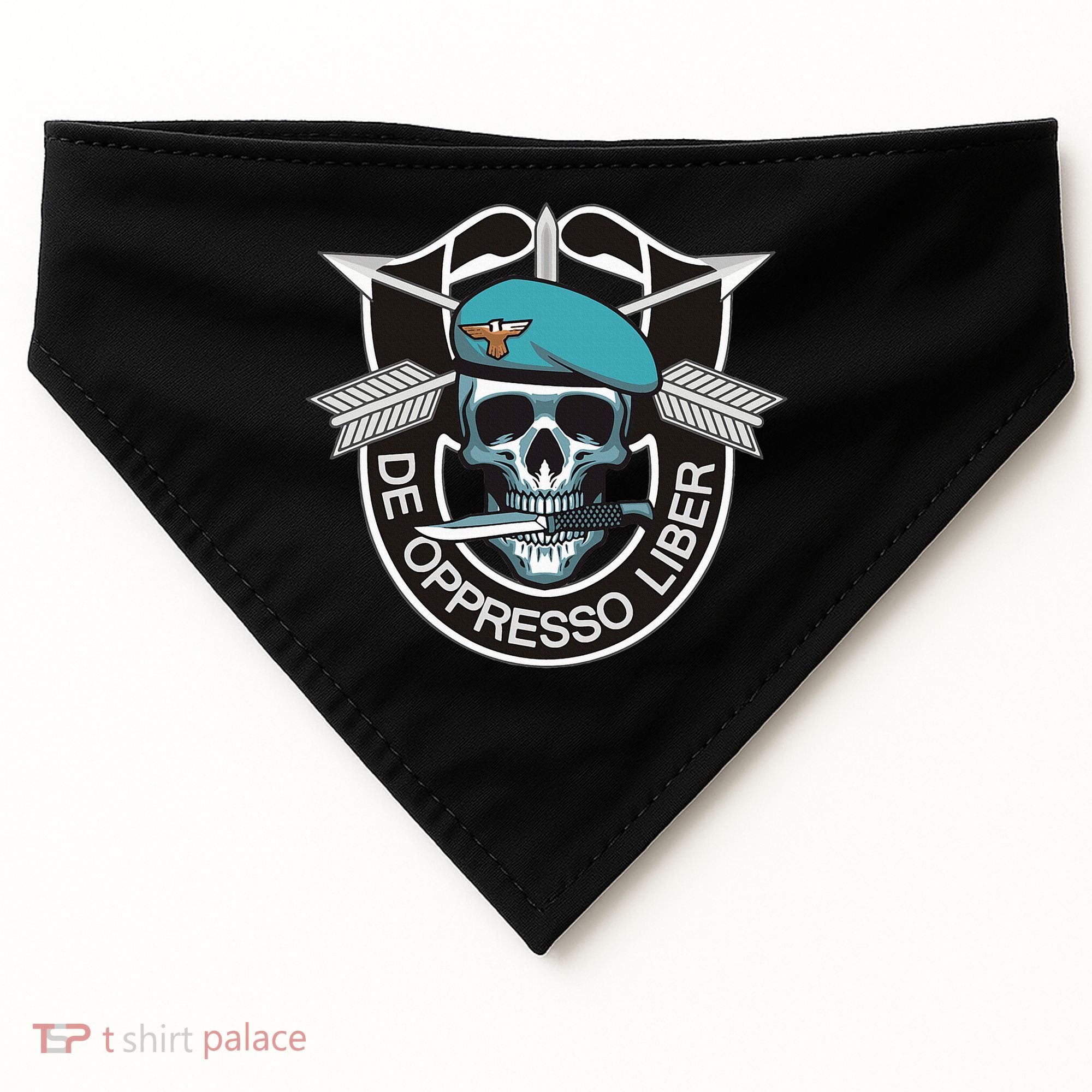 Special Forces Skull De Oppresso Liber USA-Made Doggie Bandana