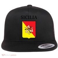 Sicilia Flag Sicily Palermo Italy Gift Flat Bill Trucker Hat thumb 0