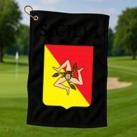 Sicilia Flag Sicily Palermo Italy Gift Golf Towel thumb 1