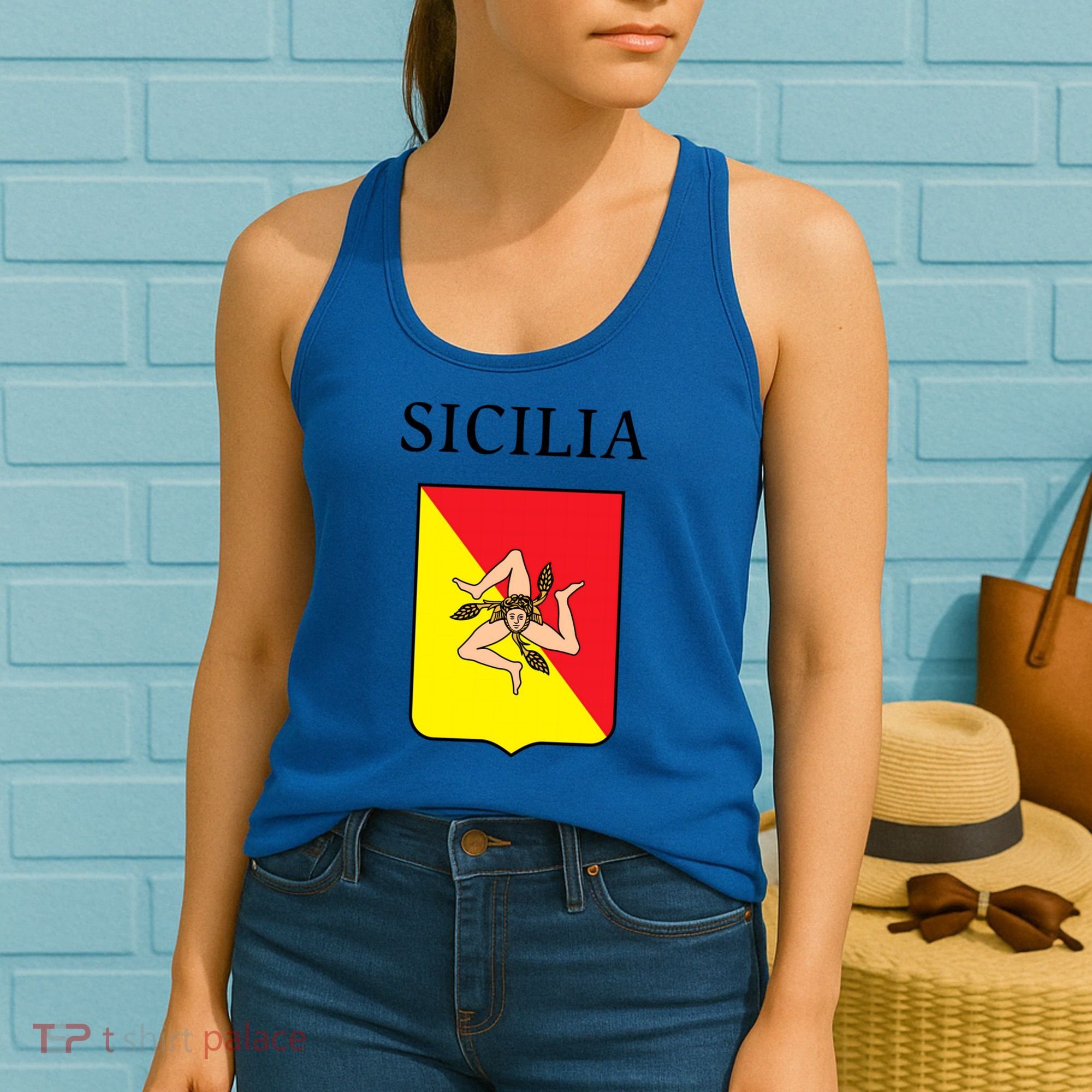 Sicilia Flag Sicily Palermo Italy Gift Women's Tank Top