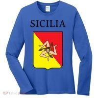 Sicilia Flag Sicily Palermo Italy Gift Women's Long Sleeve Shirt thumb 0
