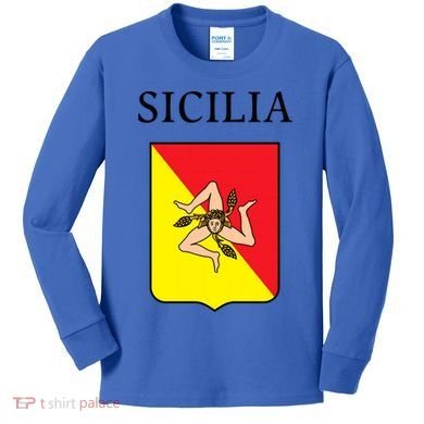 Sicilia Flag Sicily Palermo Italy Gift Kids Long Sleeve Shirt
