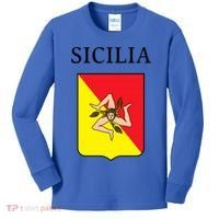 Sicilia Flag Sicily Palermo Italy Gift Kids Long Sleeve Shirt thumb 0