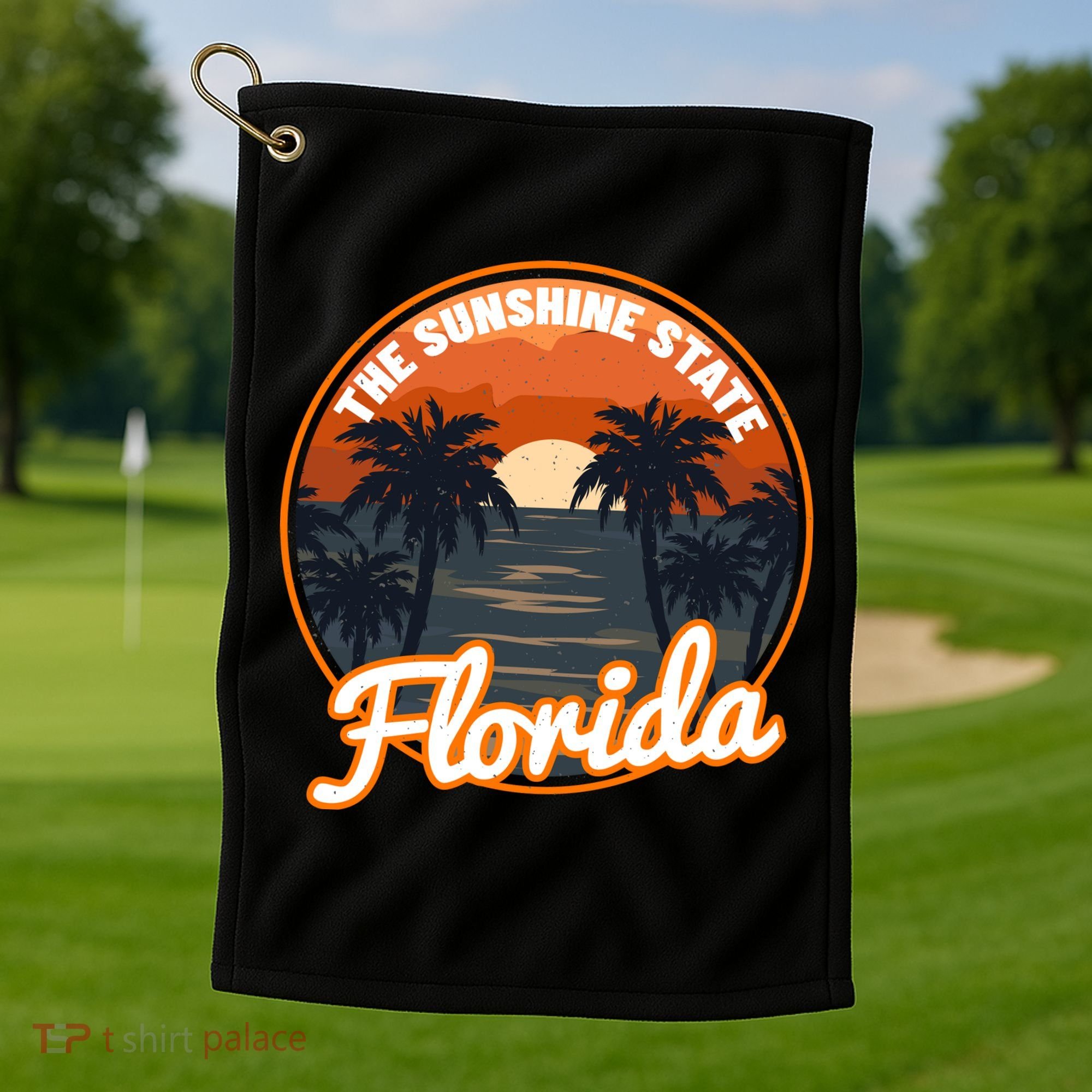 Surfing Florida Sunshine State Sunset Beach Gift Golf Towel