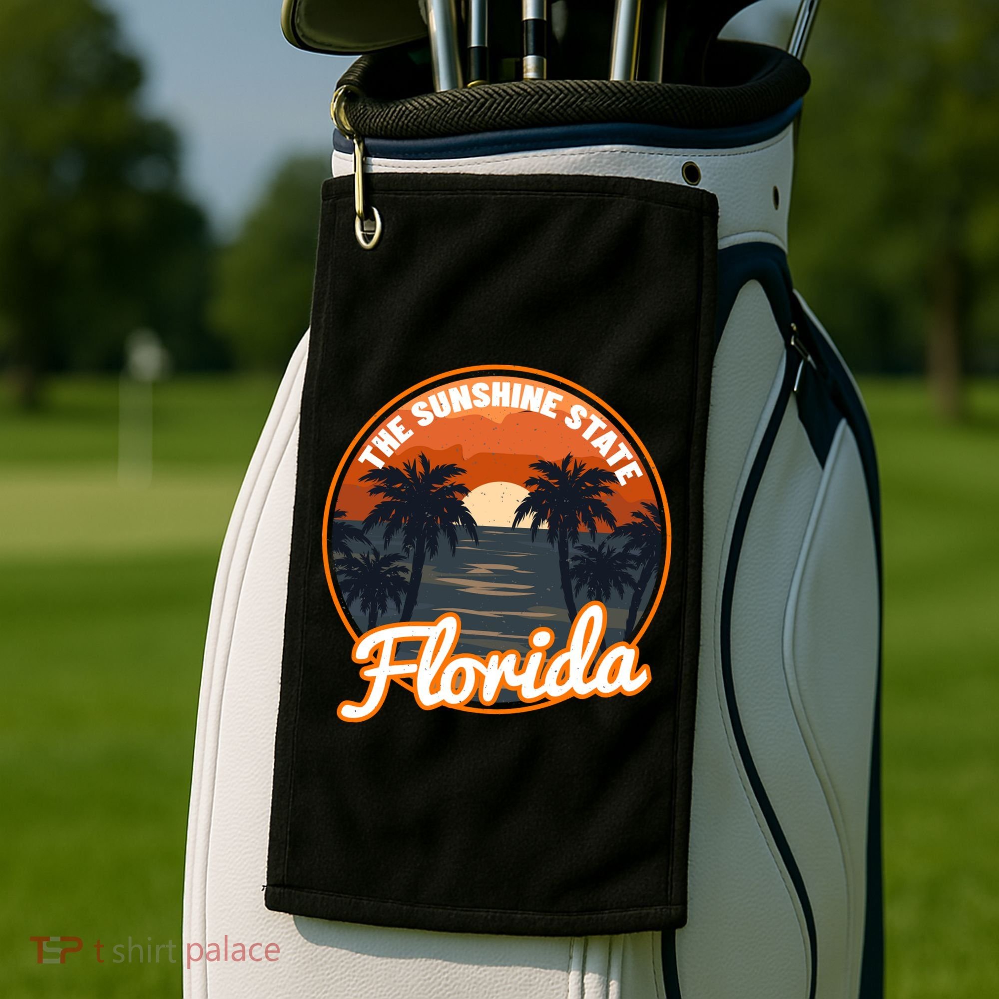 Surfing Florida Sunshine State Sunset Beach Gift Golf Towel