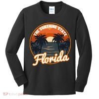 Surfing Florida Sunshine State Sunset Beach Gift Kids Long Sleeve Shirt thumb 0