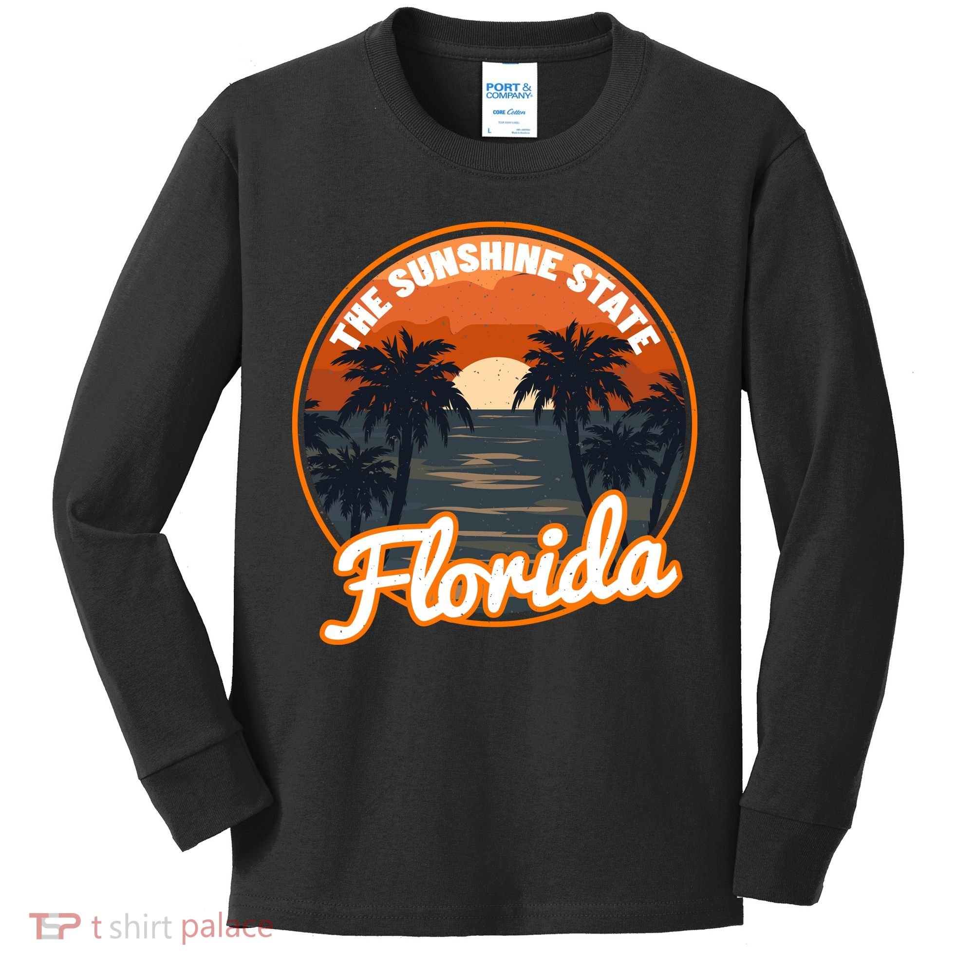 Surfing Florida Sunshine State Sunset Beach Gift Kids Long Sleeve Shirt