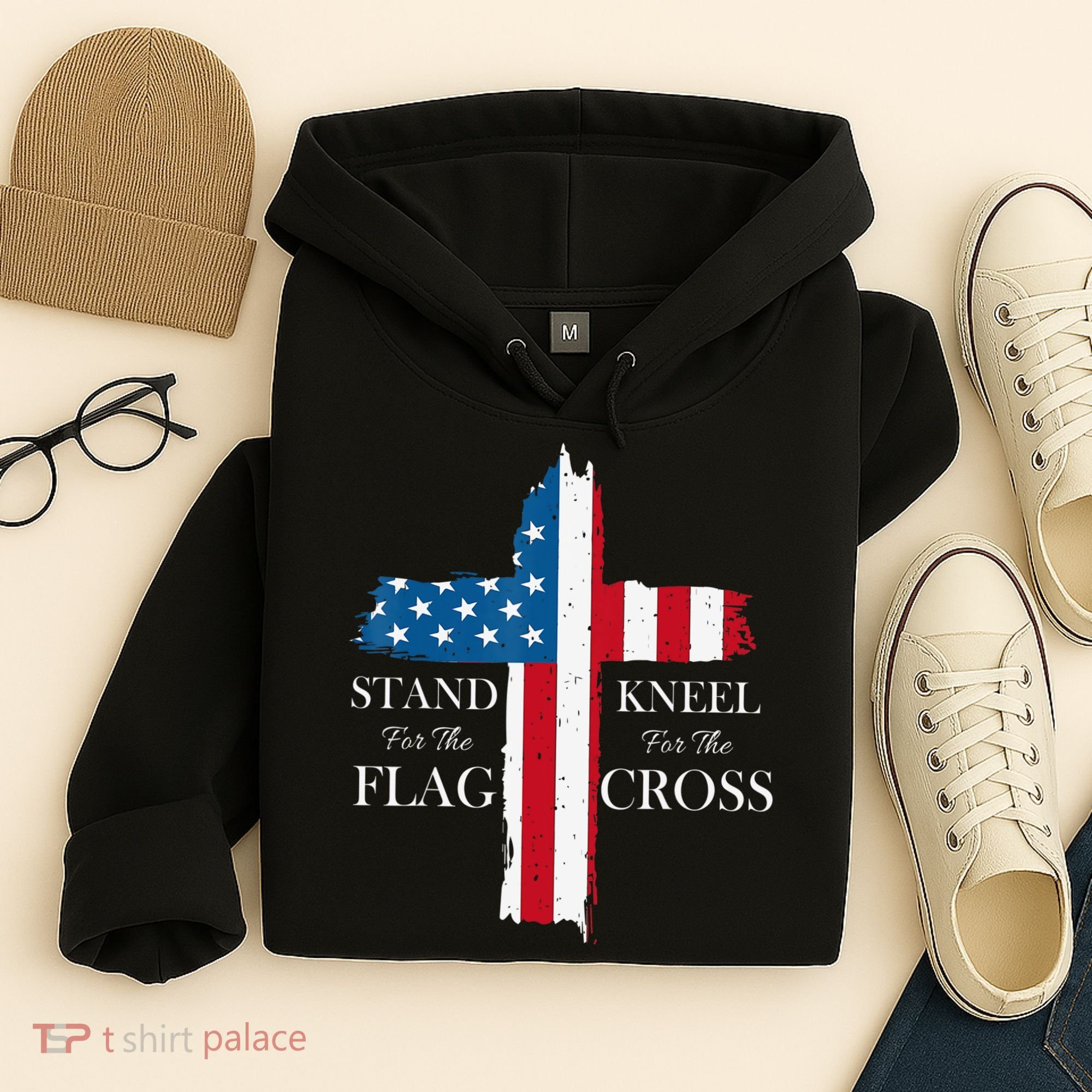 Stand For The Flag Kneel For The Cross Hoodie
