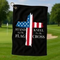 Stand For The Flag Kneel For The Cross Golf Towel thumb 1