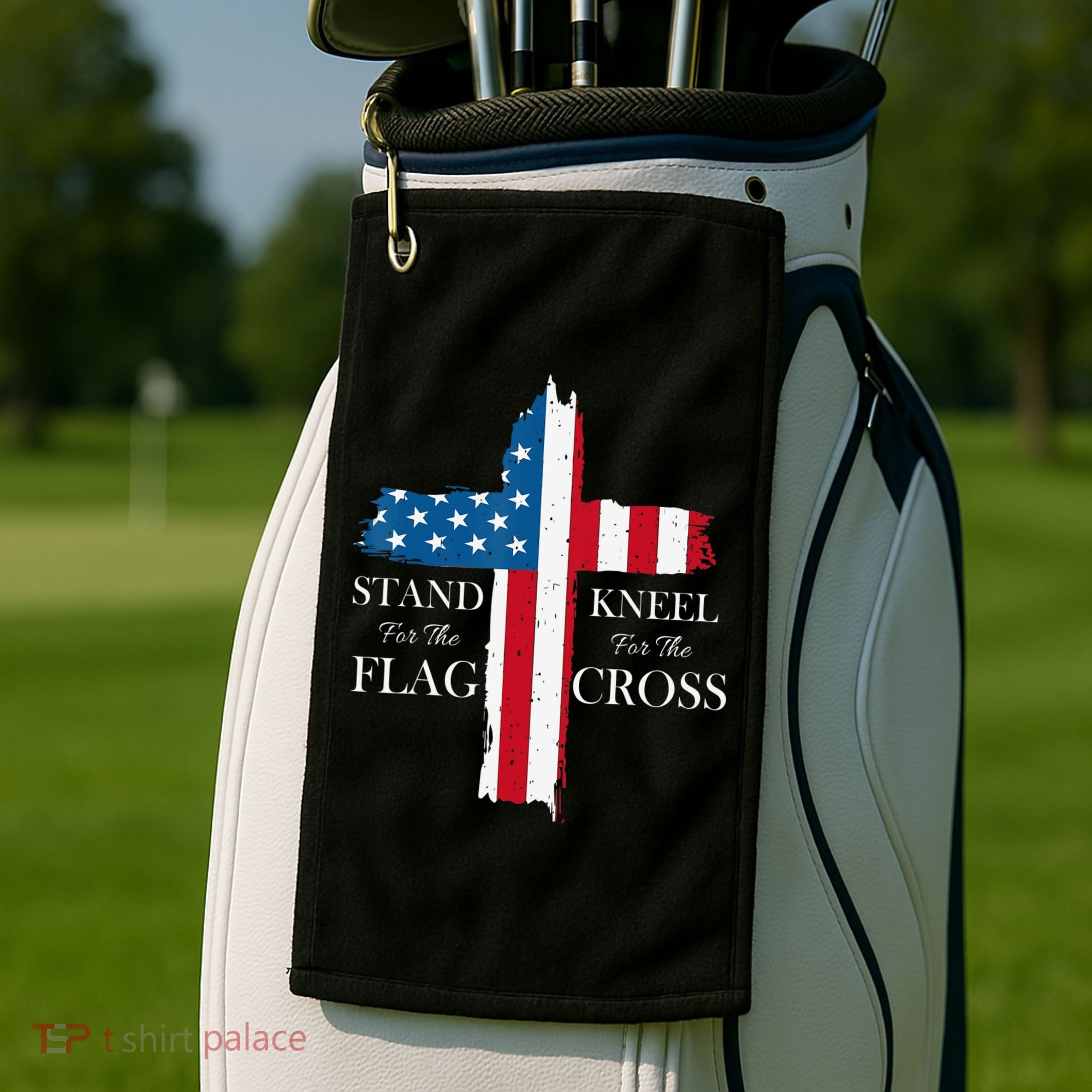 Stand For The Flag Kneel For The Cross Golf Towel