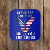 Stand For The Flag Kneel For The Cross Cute Gift Coaster thumb 0