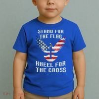 Stand For The Flag Kneel For The Cross Cute Gift Toddler T-Shirt thumb 2