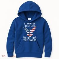 Stand For The Flag Kneel For The Cross Cute Gift Kids Hoodie thumb 0