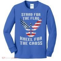 Stand For The Flag Kneel For The Cross Cute Gift Kids Long Sleeve Shirt thumb 0