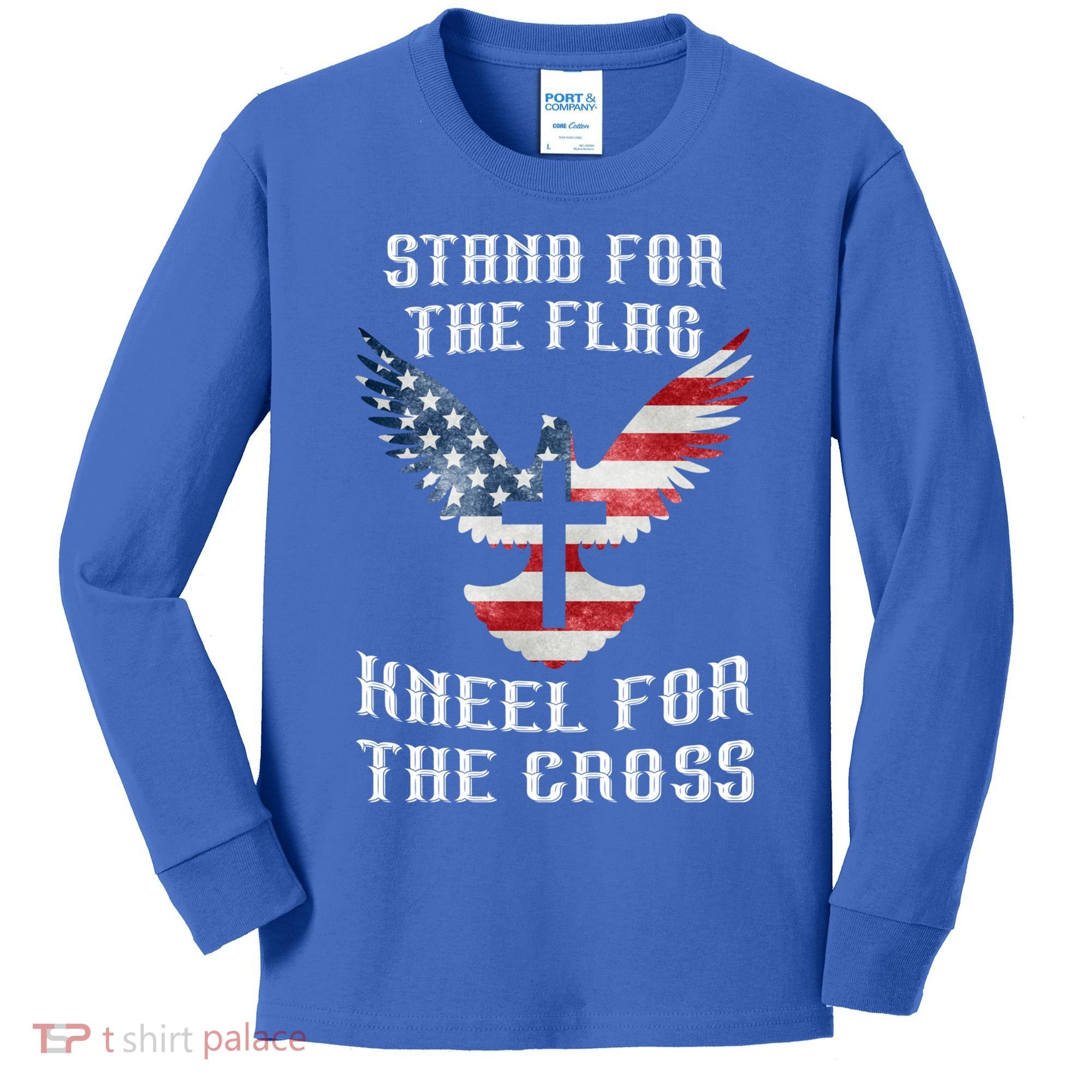 Stand For The Flag Kneel For The Cross Cute Gift Kids Long Sleeve Shirt