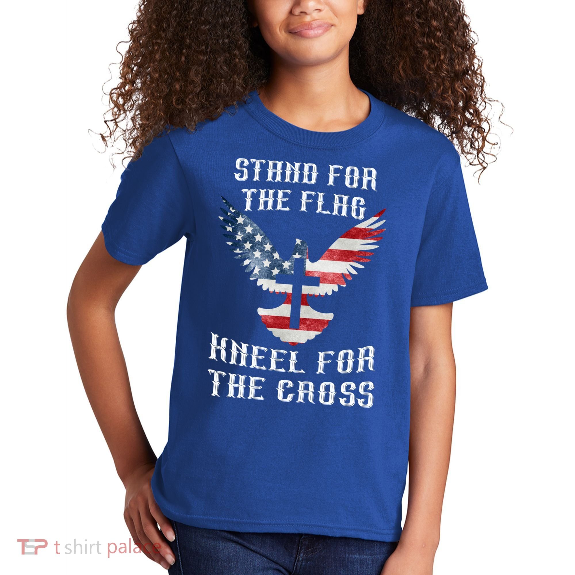 Stand For The Flag Kneel For The Cross Cute Gift Kids T-Shirt