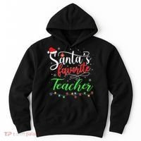 Santas Favorite Teacher Funny Christmas Santa Hat Light TShirt Hoodie thumb 0