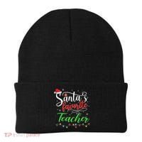 Santas Favorite Teacher Funny Christmas Santa Hat Light TShirt Beanie thumb 0
