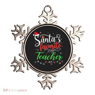Santas Favorite Teacher Funny Christmas Santa Hat Light TShirt Ornament