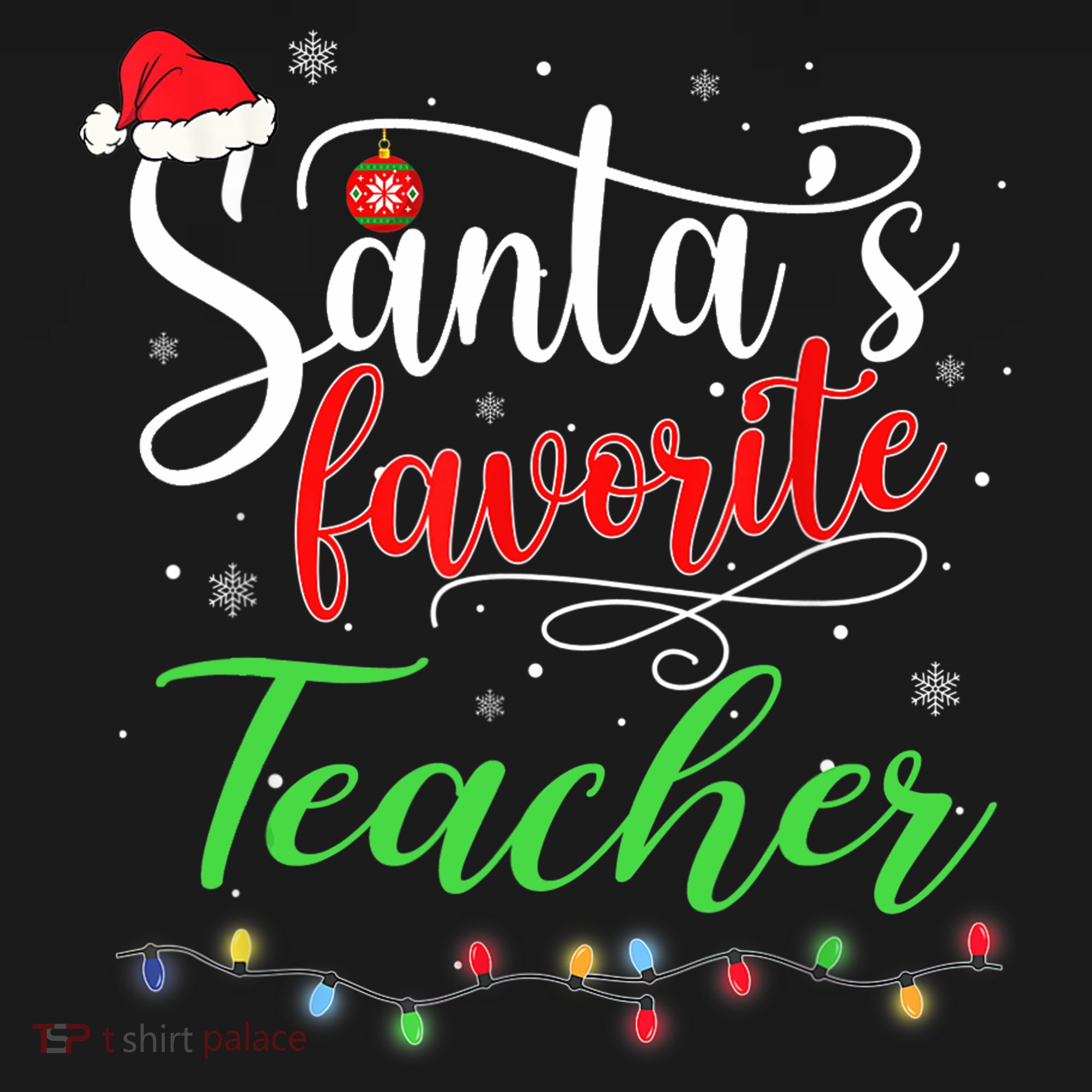 Santas Favorite Teacher Funny Christmas Santa Hat Light TShirt Women's Tank Top