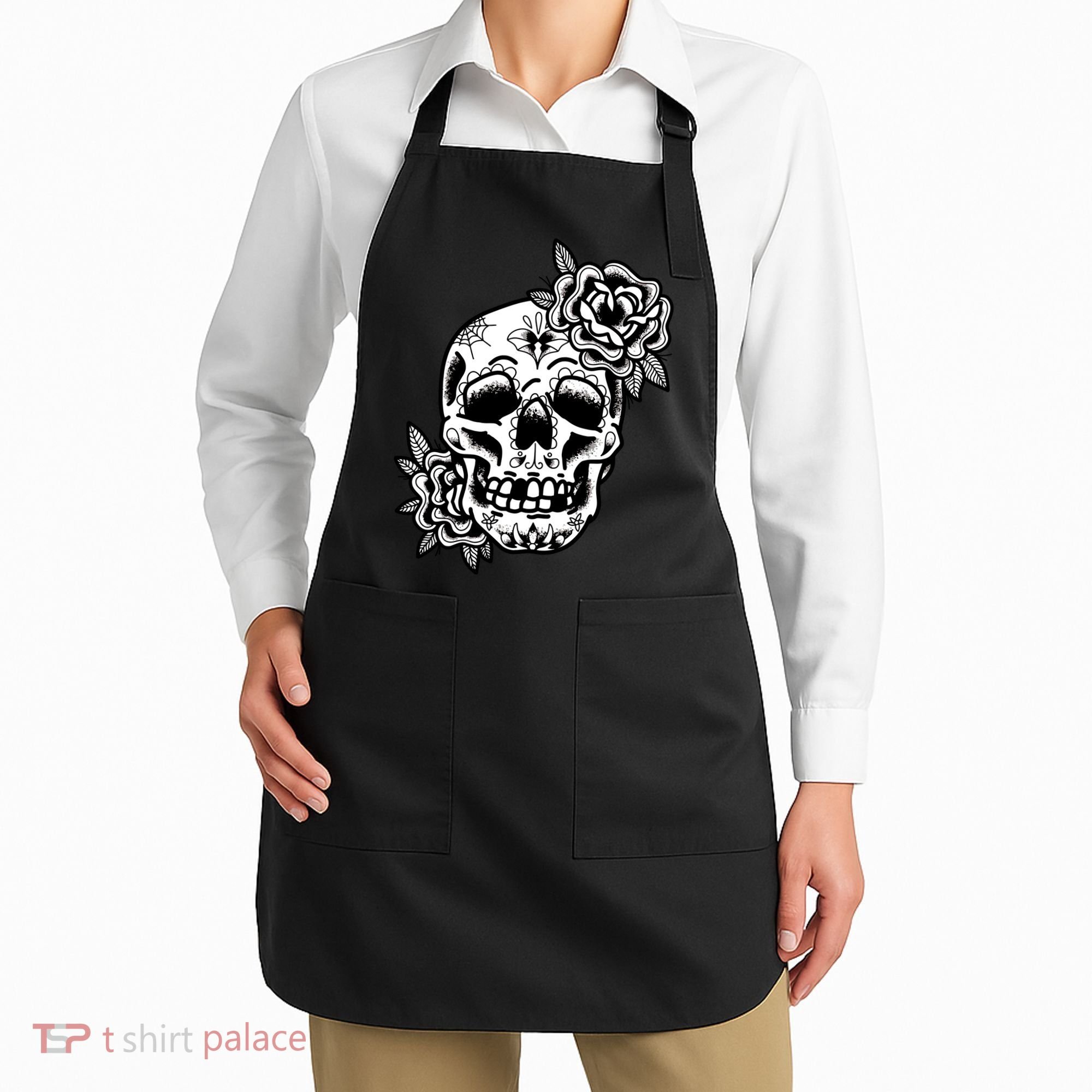 Skull Flower Tattoo Apron