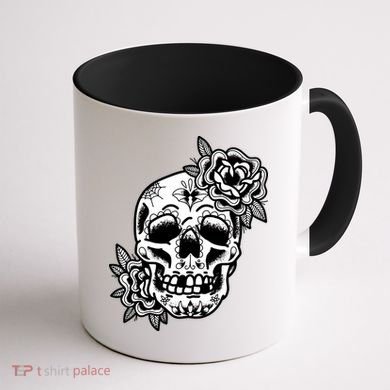 Skull Flower Tattoo Coffee Mug back