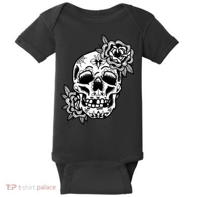 Skull Flower Tattoo Baby Bodysuit