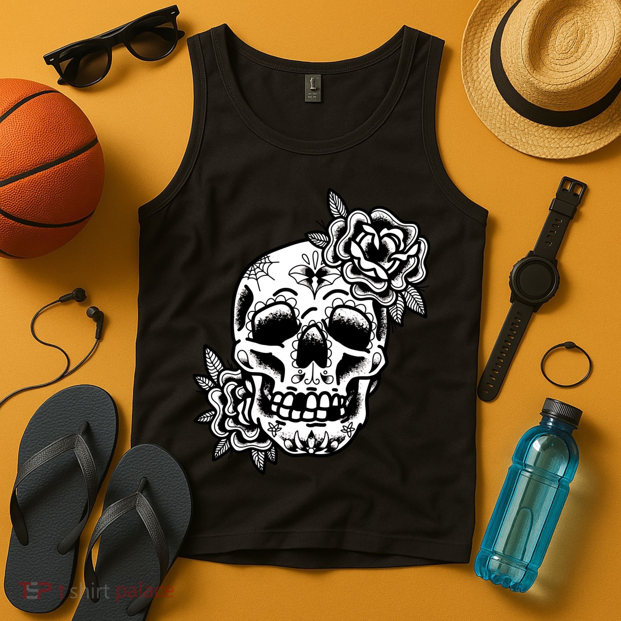 Skull Flower Tattoo Tank Top