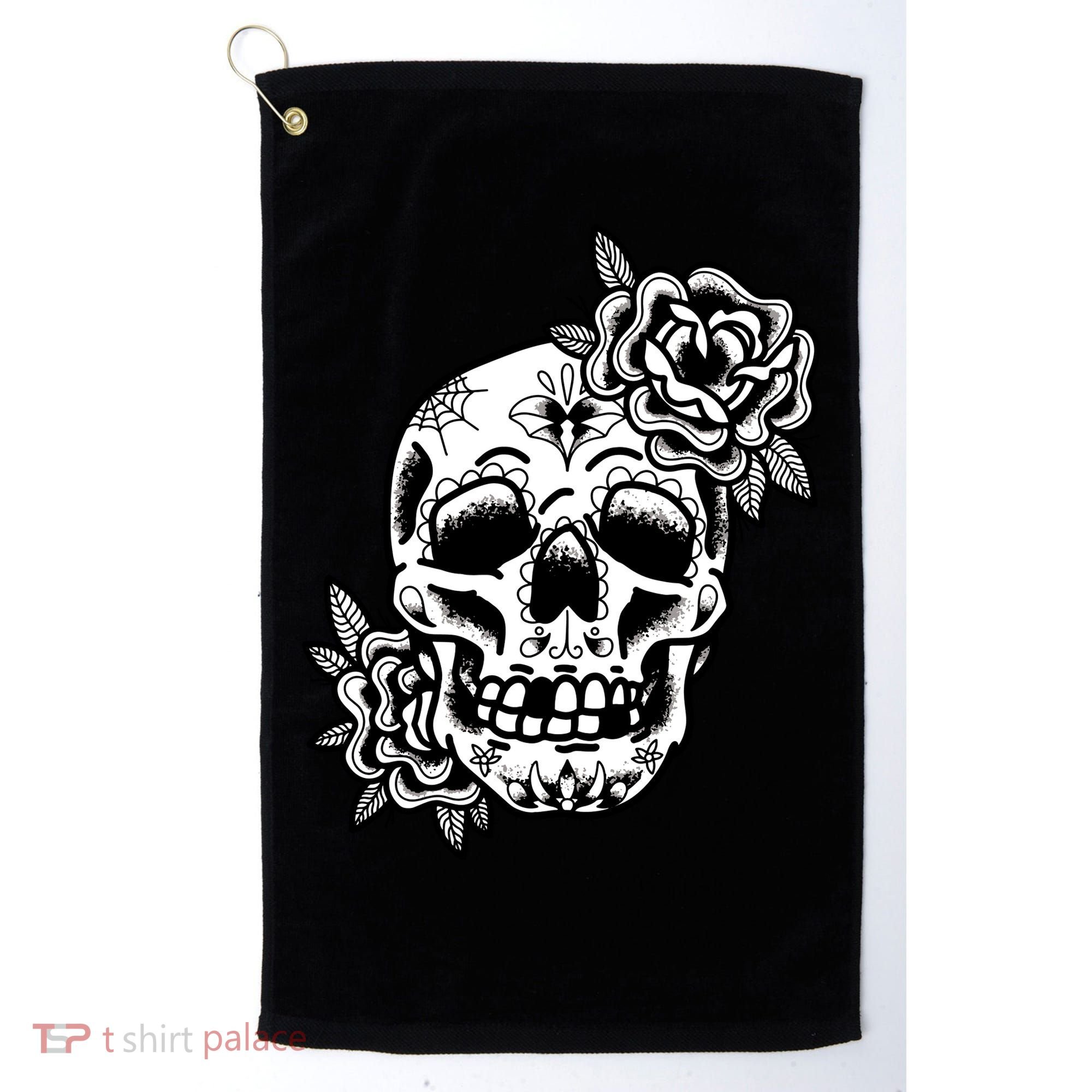 Skull Flower Tattoo Golf Towel