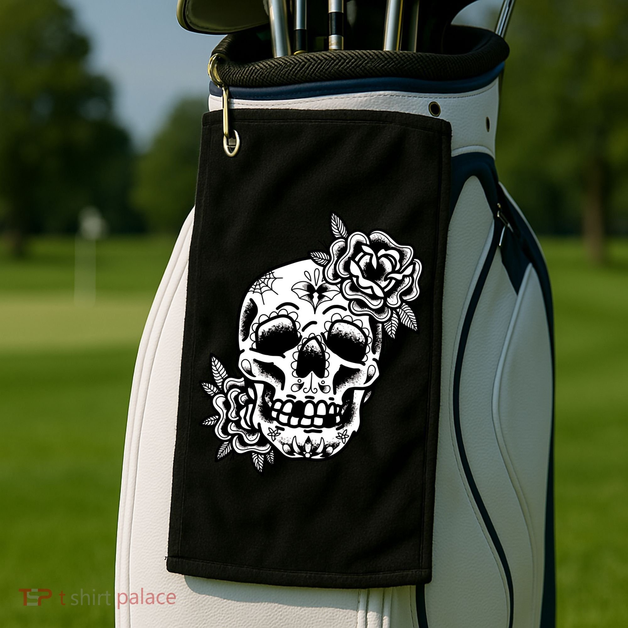 Skull Flower Tattoo Golf Towel