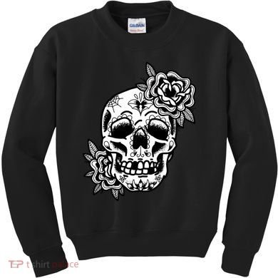 Skull Flower Tattoo Kids Sweatshirt